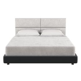 Jaxx Panelist Modern Padded Headboard ‚Äì Set of 4 Wall Mounted Panels (Each 11.25" x 30") - Queen, Limestone Grey Microvelvet