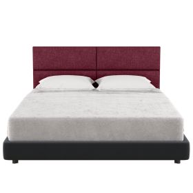 Jaxx Panelist Modern Padded Headboard ‚Äì Set of 4 Wall Mounted Panels (Each 11.25" x 30") - Queen, Vino Red Microvelvet