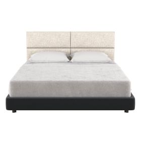Jaxx Panelist Modern Padded Headboard ‚Äì Set of 4 Wall Mounted Panels (Each 11.25" x 30") - Queen, Dune Beige Microvelvet