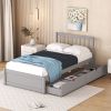 Modern Design Wooden Twin Size Platform Bed with 2 Drawers for Grey Color