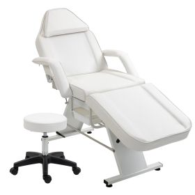 Massage Salon Tattoo Chair with Two Trays Esthetician Bed with Hydraulic Stool,Multi-Purpose 3-Section Facial Bed Table, Adjustable Beauty Barber Spa