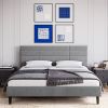 Molblly Full Size Bed Frame with Upholstered Headboard, Strong Frame, and Wooden Slats Support, Non-Slip and Noise-Free, No Box Spring Needed, Easy As
