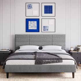 Molblly Full Size Bed Frame with Upholstered Headboard, Strong Frame, and Wooden Slats Support, Non-Slip and Noise-Free, No Box Spring Needed, Easy As