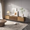 Black and Walnut Color Mid-Century Walnut Wood TV Stand