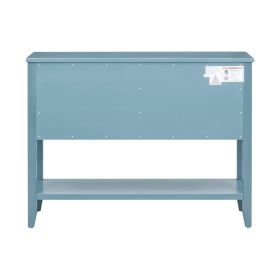 TREXM Cambridge Series Ample Storage Vintage Console Table with Four Small Drawers and Bottom Shelf for Living Rooms, Entrances and Kitchens (Dark Blu