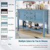 TREXM Cambridge Series Ample Storage Vintage Console Table with Four Small Drawers and Bottom Shelf for Living Rooms, Entrances and Kitchens (Dark Blu