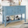 TREXM Cambridge Series Ample Storage Vintage Console Table with Four Small Drawers and Bottom Shelf for Living Rooms, Entrances and Kitchens (Dark Blu