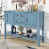 TREXM Cambridge Series Ample Storage Vintage Console Table with Four Small Drawers and Bottom Shelf for Living Rooms, Entrances and Kitchens (Dark Blu