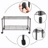 WELLAND  2-Shelf Rolling Media Cart with Locking Wheels Black