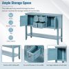 TREXM Cambridge Series Ample Storage Vintage Console Table with Four Small Drawers and Bottom Shelf for Living Rooms, Entrances and Kitchens (Dark Blu