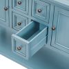 TREXM Cambridge Series Ample Storage Vintage Console Table with Four Small Drawers and Bottom Shelf for Living Rooms, Entrances and Kitchens (Dark Blu