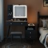 FCH Pitted Particle Board With Melamine Paste, Solid Wood Legs With Copper Sheath Decoration, 4 Drawers, 2-Layer Shelf, Mirror Cabinet With Strips, Le