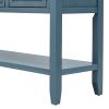 TREXM Cambridge Series Ample Storage Vintage Console Table with Four Small Drawers and Bottom Shelf for Living Rooms, Entrances and Kitchens (Light Na