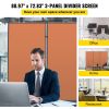 VEVOR Office Partition 89" W x 14" D x 73" H Room Divider 3-Panel Office Divider Folding Portable Office Walls w/ Non-See-Through Fabric Room Partitio