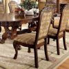 Formal Traditional Cherry Set of 2pc Side Chairs Dining Room Brown Damask Print Fabric Solid wood Dining Chair