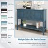 TREXM Cambridge Series Ample Storage Vintage Console Table with Four Small Drawers and Bottom Shelf for Living Rooms, Entrances and Kitchens (Light Na