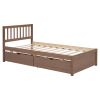 Modern Design Twin Size Platform Bed with 2 Drawers for Walnut Color