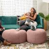 Jaxx Ellis Ottoman Shearling Faux-Lamb Plush Pouf for Modern Interior Design, Large, Pink
