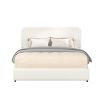 Liv Queen Size Ivory Boucle Upholstered Platform Bed with Patented 4 Drawers Storage, Curved Stitched Tufted Headboard, Wooden Slat Mattress Support,