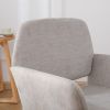Fabric Upholstered Side Dining Chair with Metal Leg(Beige fabric+Beech Wooden Printing Leg),KD backrest