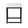 White Marble Print End Table/Side Table/Night Stand, Upgrade Version with Metal Frame Box