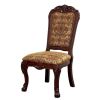 Formal Traditional Cherry Set of 2pc Side Chairs Dining Room Brown Damask Print Fabric Solid wood Dining Chair