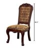 Formal Traditional Cherry Set of 2pc Side Chairs Dining Room Brown Damask Print Fabric Solid wood Dining Chair