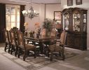 2pc Formal Traditional Dining Side Chair with Upholstered Padded Seat and Back Dining Room Solid Wood Furniture Luscious Brown Finish and Intricate Ca