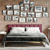 Jaxx Panelist Modern Padded Headboard ‚Äì Set of 4 Wall Mounted Panels (Each 11.25" x 30") - Queen, Vino Red Microvelvet