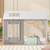Twin Size House Platform with Roof and Window, White+Antique Grey(Old SKU: WF294130AAE)