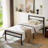 Twin Bed Frame with Headboard and Footboard, Bed Frame Platform with Storage Space, Heavy Duty Metal Bed No Box Spring Required, 11'' Under-Bed Storag