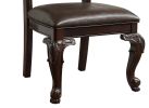 Beautiful Hand Carved Formal Traditional Dining Side Chair with Faux Leather Upholstered Padded Seat and Back Button Tufting Detail Dining Room Solid