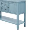 TREXM Cambridge Series Ample Storage Vintage Console Table with Four Small Drawers and Bottom Shelf for Living Rooms, Entrances and Kitchens (Dark Blu