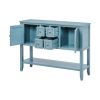 TREXM Cambridge Series Ample Storage Vintage Console Table with Four Small Drawers and Bottom Shelf for Living Rooms, Entrances and Kitchens (Dark Blu