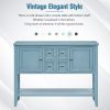 TREXM Cambridge Series Ample Storage Vintage Console Table with Four Small Drawers and Bottom Shelf for Living Rooms, Entrances and Kitchens (Dark Blu