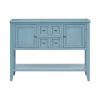TREXM Cambridge Series Ample Storage Vintage Console Table with Four Small Drawers and Bottom Shelf for Living Rooms, Entrances and Kitchens (Dark Blu