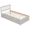 Modern Design Wooden Twin Size Platform Bed with 2 Drawers for White Washed Color