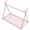 Metal Twin Size House Platform Bed with Triangle Structure, Pink