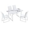 Modern Dining Table, 55 inch Faux Marble Kitchen Table for 4 People, Rectangular Dinner Table for Dining Room, Home Office, Living Room Furniture, Eas