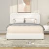 Liv Queen Size Ivory Boucle Upholstered Platform Bed with Patented 4 Drawers Storage, Curved Stitched Tufted Headboard, Wooden Slat Mattress Support,