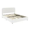 Liv Queen Size Ivory Boucle Upholstered Platform Bed with Patented 4 Drawers Storage, Curved Stitched Tufted Headboard, Wooden Slat Mattress Support,