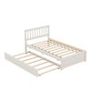 Wooden Twin Size Platform Bed Frame with Trundle for White Washed Color