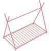 Metal Twin Size House Platform Bed with Triangle Structure, Pink