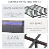 Full Bed Frames with Storage Headboard and Drawers, LED Platform Bed Frame Full Size, LED Upholstered Bed Frame with Charging Station, No Box Spring N