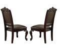 Beautiful Hand Carved Formal Traditional Dining Side Chair with Faux Leather Upholstered Padded Seat and Back Button Tufting Detail Dining Room Solid