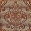 Formal Traditional Cherry Set of 2pc Side Chairs Dining Room Brown Damask Print Fabric Solid wood Dining Chair