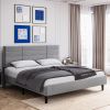 Molblly Full Size Bed Frame with Upholstered Headboard, Strong Frame, and Wooden Slats Support, Non-Slip and Noise-Free, No Box Spring Needed, Easy As
