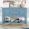 TREXM Cambridge Series Ample Storage Vintage Console Table with Four Small Drawers and Bottom Shelf for Living Rooms, Entrances and Kitchens (Dark Blu