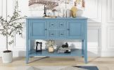 TREXM Cambridge Series Ample Storage Vintage Console Table with Four Small Drawers and Bottom Shelf for Living Rooms, Entrances and Kitchens (Dark Blu