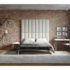 Jaxx Panelist Modern Padded Headboard ‚Äì Set of 4 Wall Mounted Panels (Each 11.25" x 30") - Queen, Limestone Grey Microvelvet